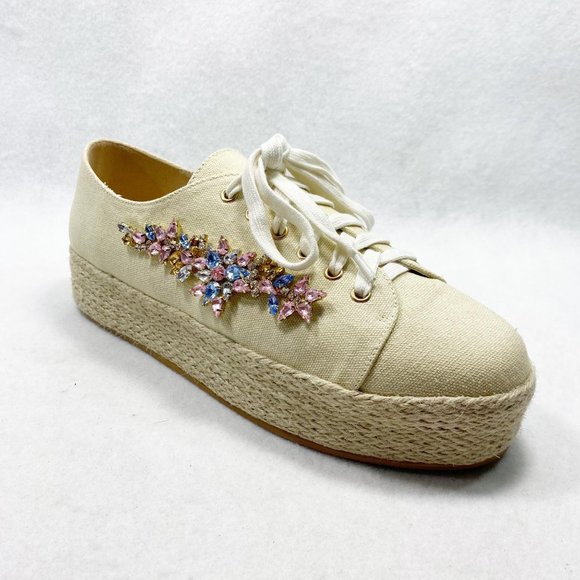 Venus Tan Canvas Gemstone Espadrille Sneakers 10 - Picture 12 of 13